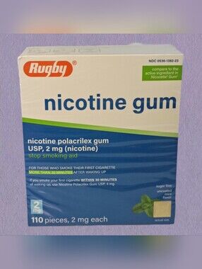 Rugby Nicotine Polacrilex Gum 2mg Mint Sugar-Free 110 Ct Stop Smoking Aid